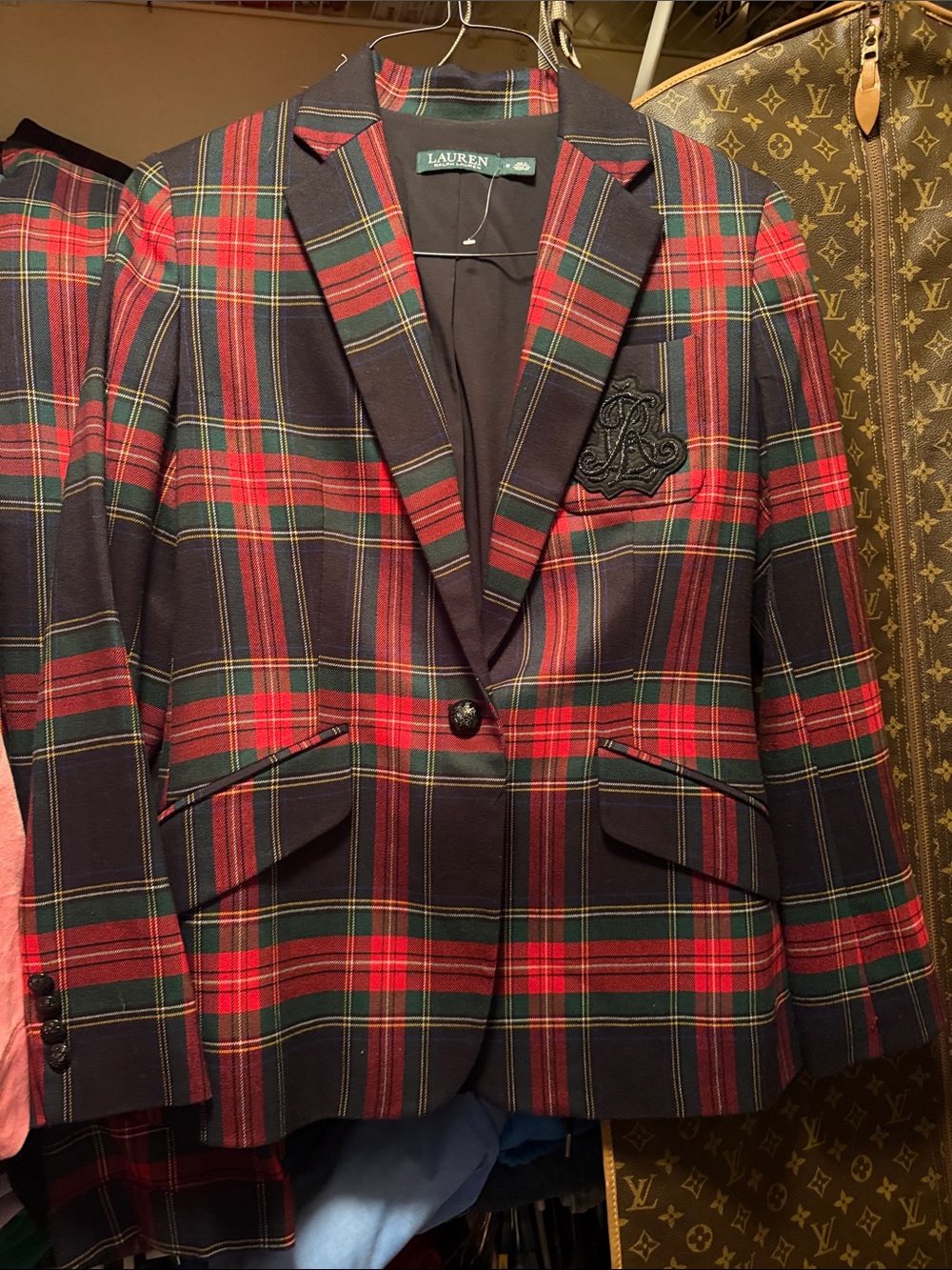Lauren Ralph Lauren Red, Navy & Green Tartan Blazer and matching pant suit